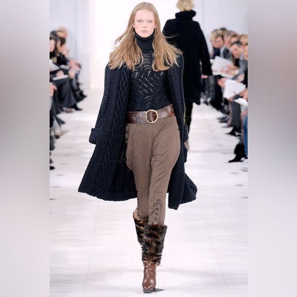 Ralph Lauren Collection Fall 2010 Hand Knit Black Alpaca Pointelle Turtleneck - Picture 1 of 16